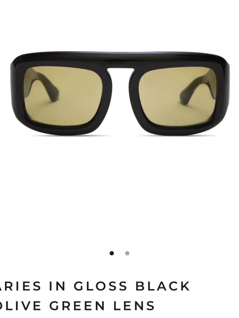 Elisa Johnson Aries Gloss Black Sunglasses with Olive Green Lenses